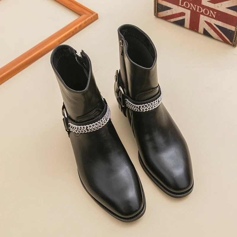 Autumn New Men's Comfortable Pointed Western Cowboy Outdoor Boots Fashion Brand Men's Breathable Side Zipper High Top Boots