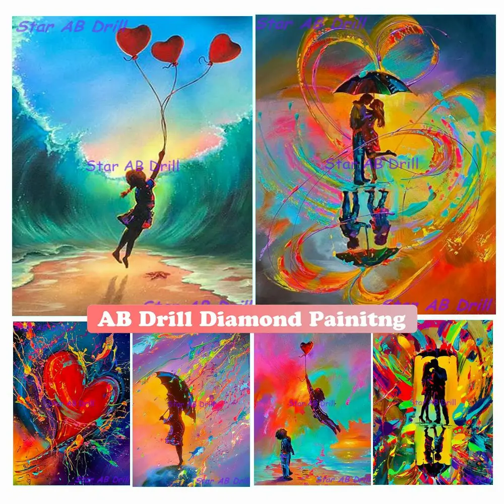 

Colorful Partner Love Diamond Painting Abstract Couple 5d Diy AB Drill Mosaic Embroidery Cross Stitch Kit Art Home Decor Gifts