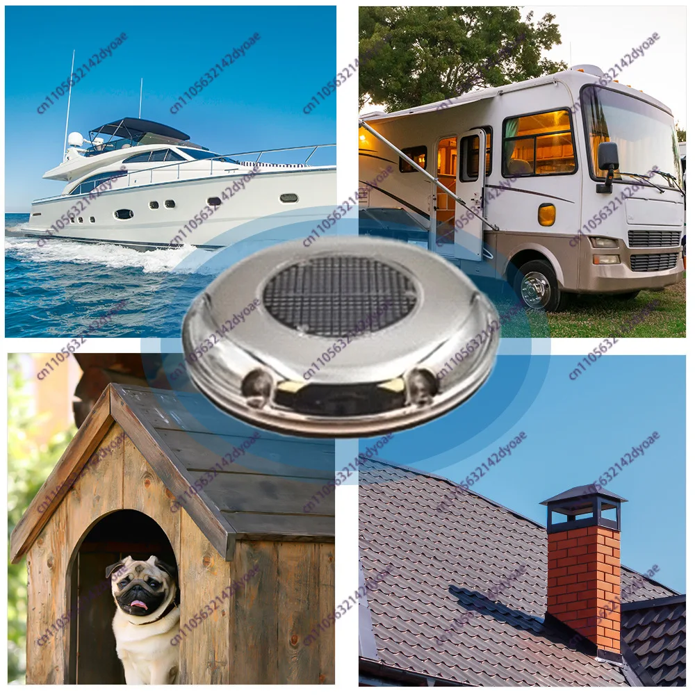 Solar exhaust fan High-end yacht stainless steel ventilation equipment RV exhaust fan Toilet ventilation