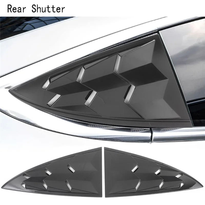 

BT-Car Rear Window Triangle Exterior Decor Blinds Spoiler Leaves Shutter Cover For Tesla Model 3 2017-2021