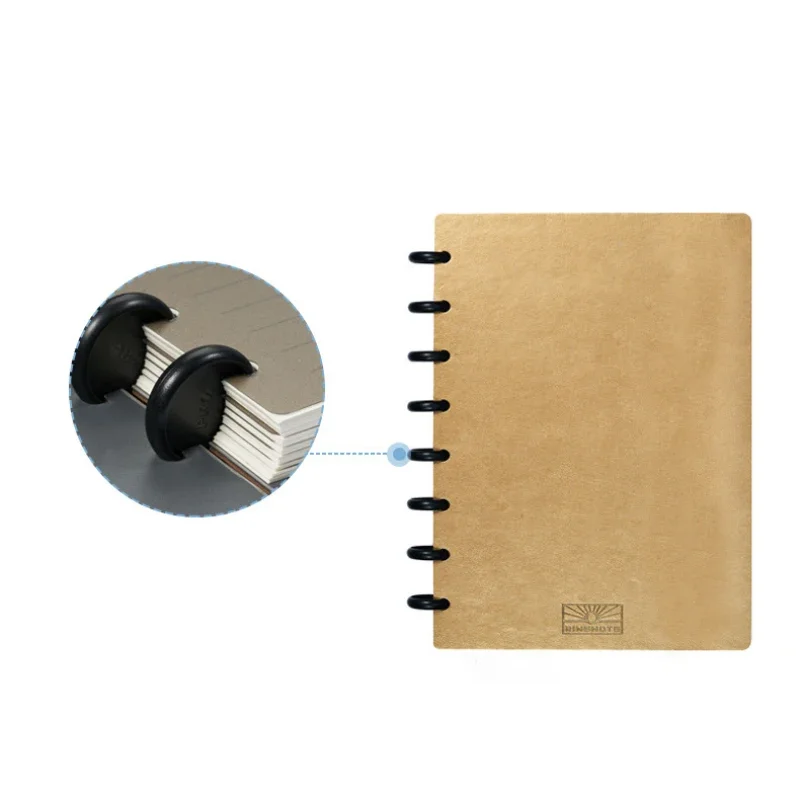 Fromthenon A5 Mushroom Hole Notebook Cover PP/PU Leather Disc-bound Loose Leaf Planner Shell Business Stationery Accessories