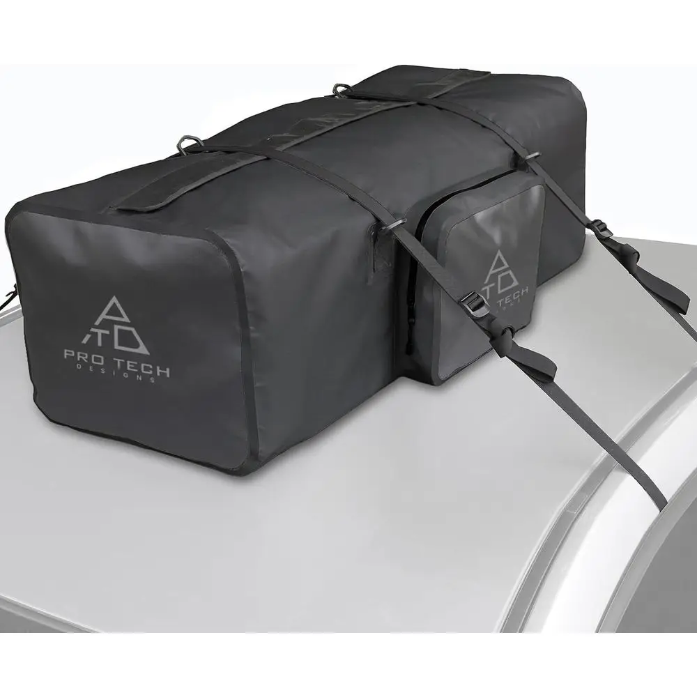 36L x 16W x 13H Black Waterproof Dual Bag for Car Top Travel, Attachable with or without Roof Rack