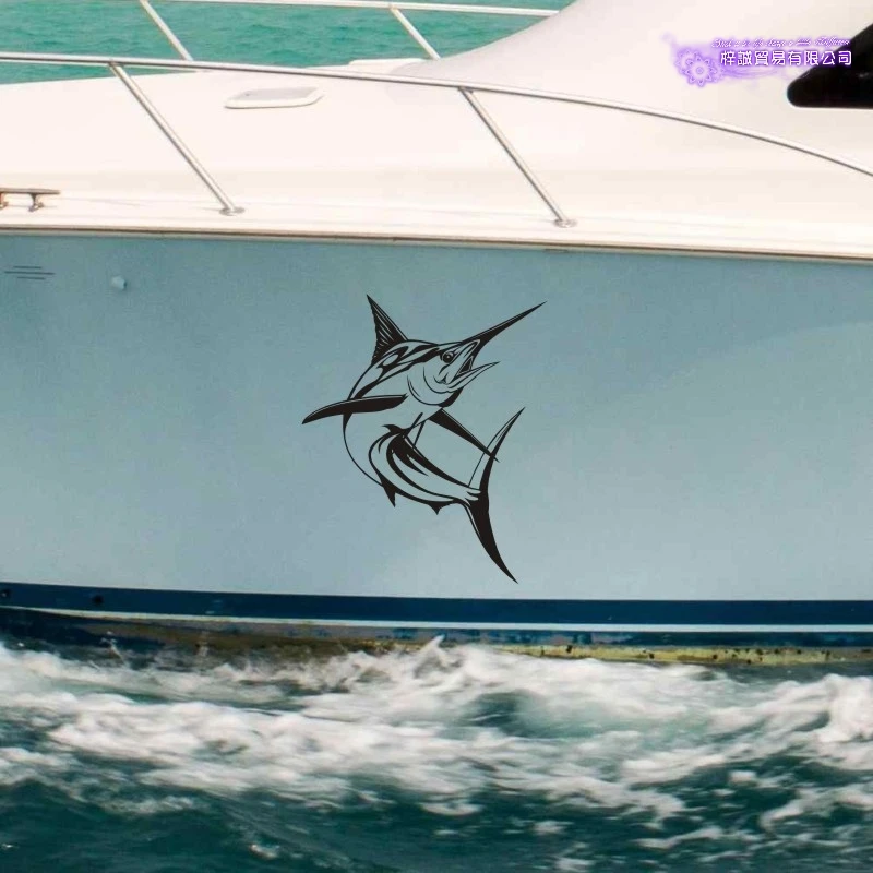 Marlin Swordfish Fishing Decal Angling Bucket Tackle Shop Fishhook Sticker Fish Tank Boat Box Car Vinyl Decal