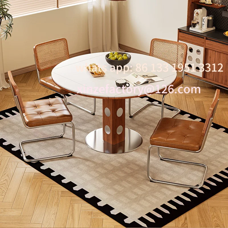 

Customizable household small apartment cream medium antique 2025 new folding variable round table