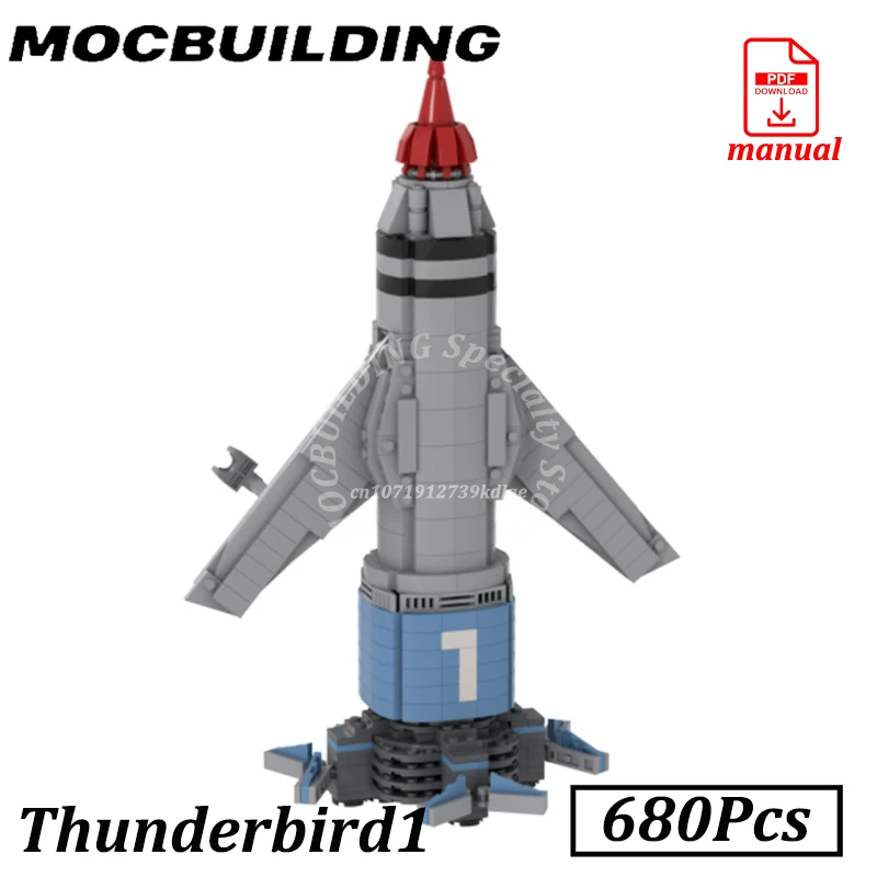 

Spaceship Thunderbird 1 with Wings Display Model Moc Building Block Set DIY Brick Toy Gift Birthday Christmas Present