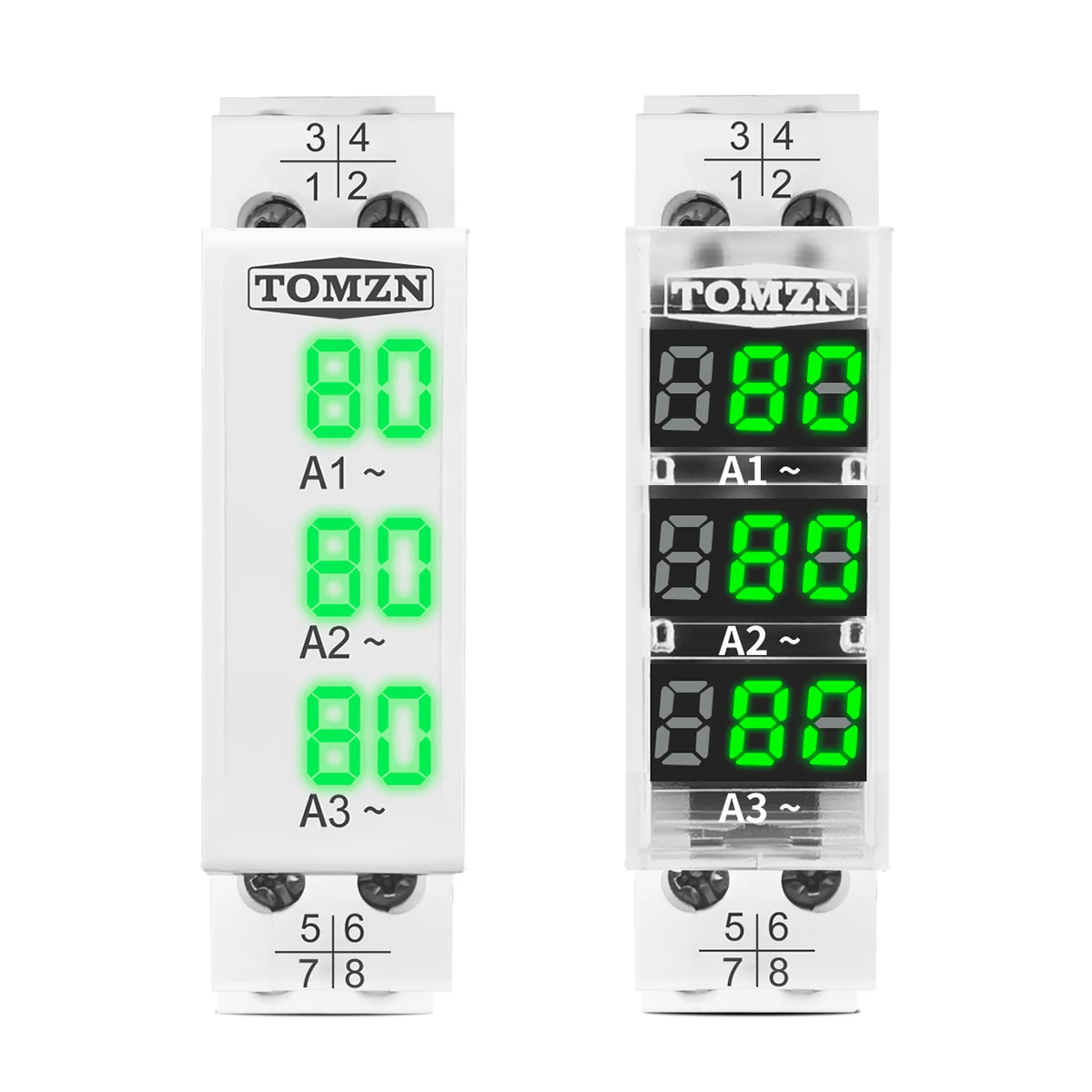 Din Rail 18mm apmere Meter AC 100A 220V 380V Three Phase Modular ammeterIndicator LED Digital Display Detector witch CT