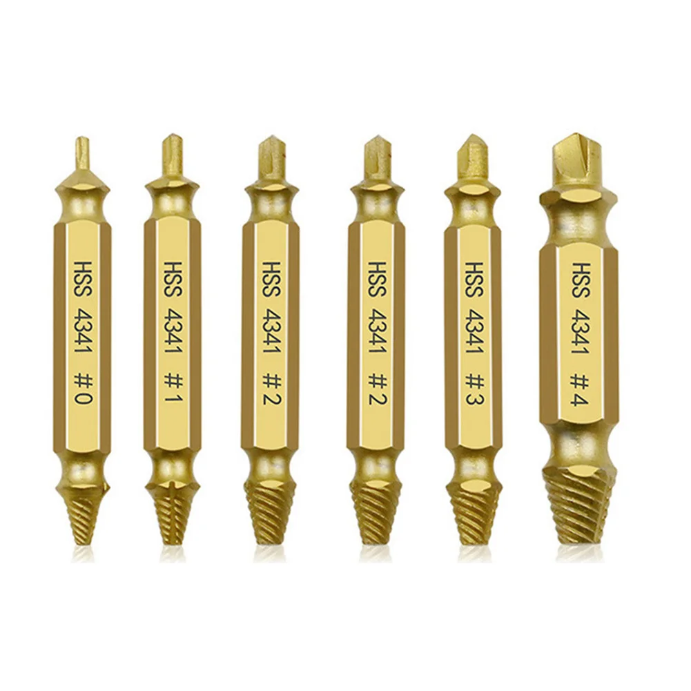 6Pcs Damaged Screw Extractor Practical Drill Bit Broken Speed Out Bolt Stud Remover Tool High Strength Accessories