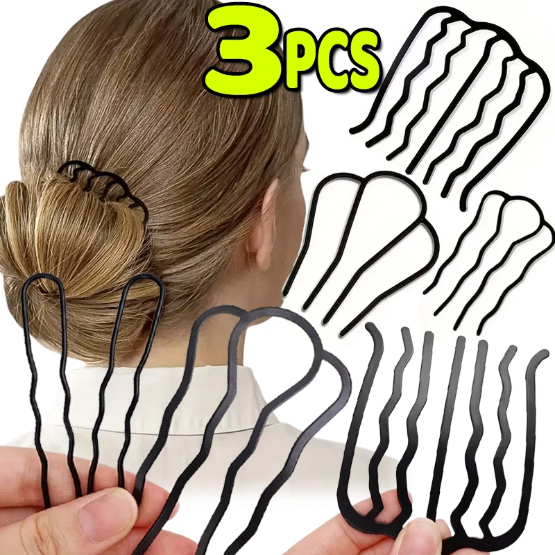 Black Metal Hairs Fork Clip Women Bride Hair Pin Combs Messy Bun Hairpin Clip Hooks Side Combs Updo Sticks Hairs Styling Tools