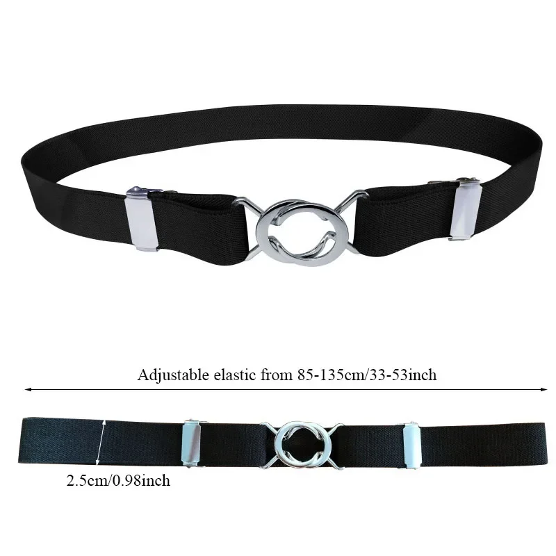 Adjustable Elastic Stretch Belt Invisible Belt for Women Girls Jeans Pants Dress,2.5cm Wide Metal Ring Buckle,No Hassle,No Bugle image 4