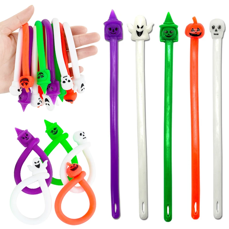 

Halloween Noodle Pack Stretchy Strings Fidget Toys Pumpkin Anti Stress Relief Bracelet For Kids Adults Halloween Party Gifts