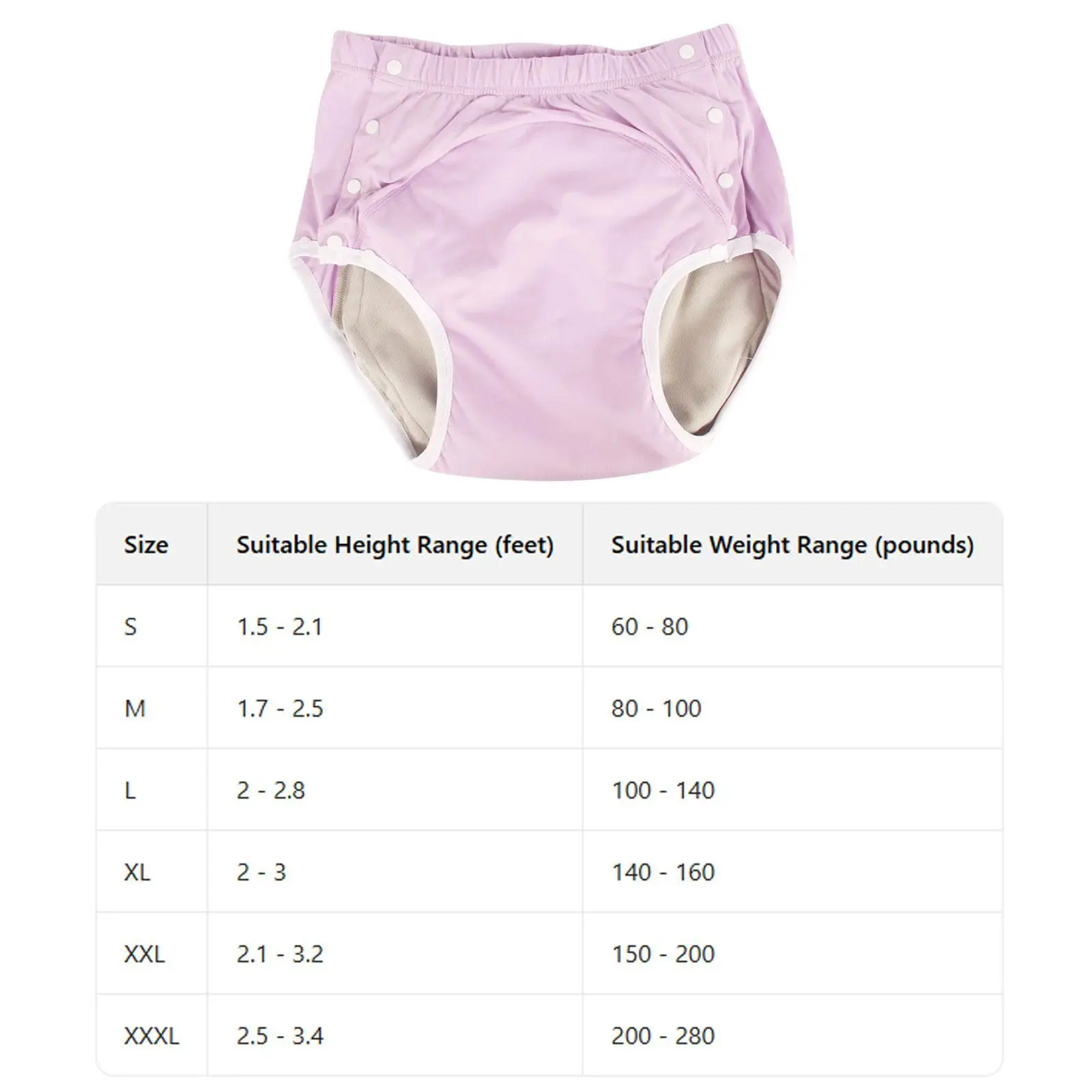 Waterproof Incontinence Cover Pant Reusable Washable Diaper Briefs Cloth Leakproof Underwear Adjustable Snap for Elderly Adults