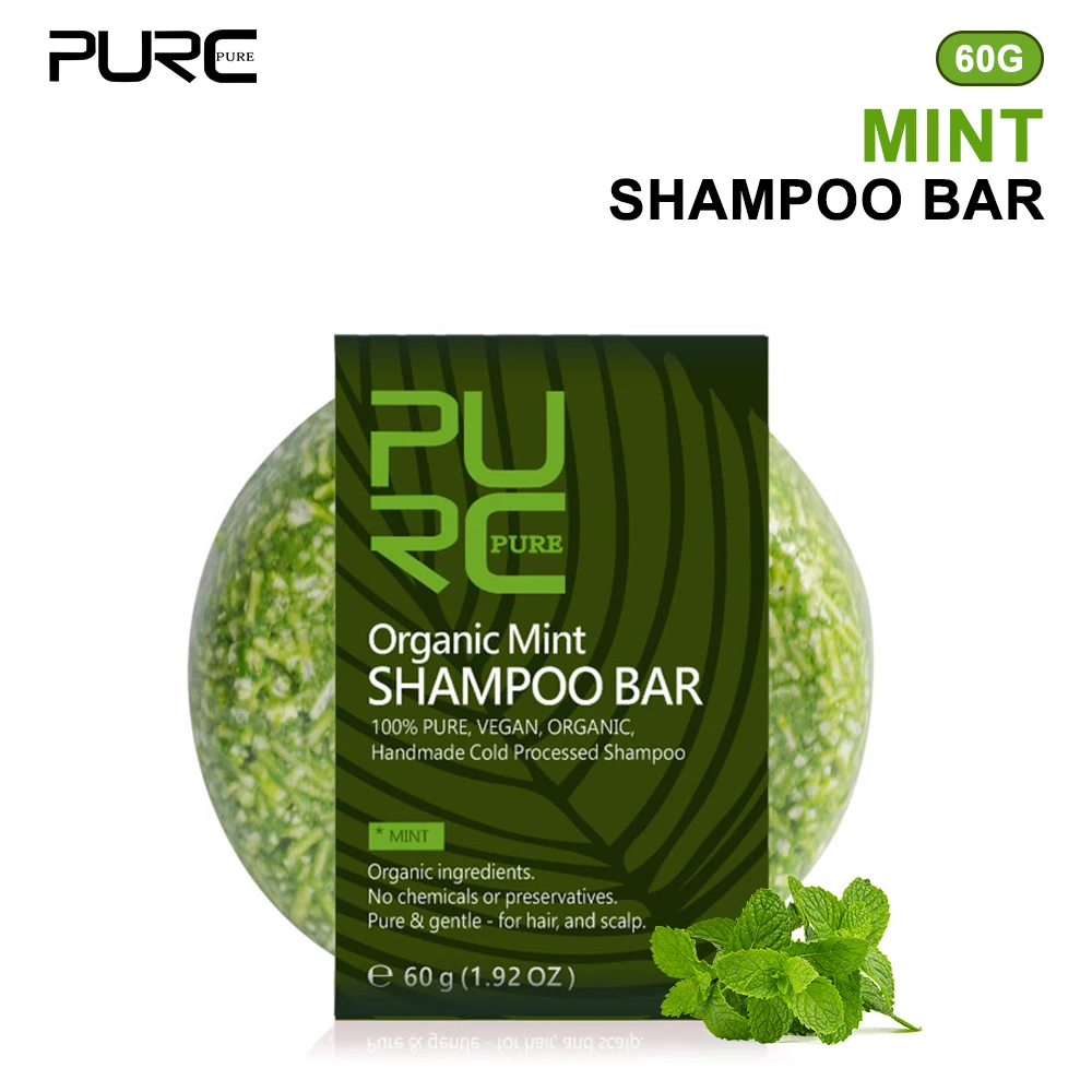 PURC Mint Shampoo Soap Scalp Treatment Oil Control Deep Cleaning Refreshing Women Men Travel Solid Shampoo Hair Care 60g