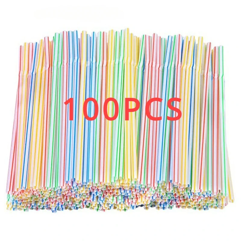 HOT 100Pcs Bendable Straws Disposable Colourful Black Straw Rietjes Milk Tea Bar Party Wedding Kitchen  Accessories Drinkware 빨대