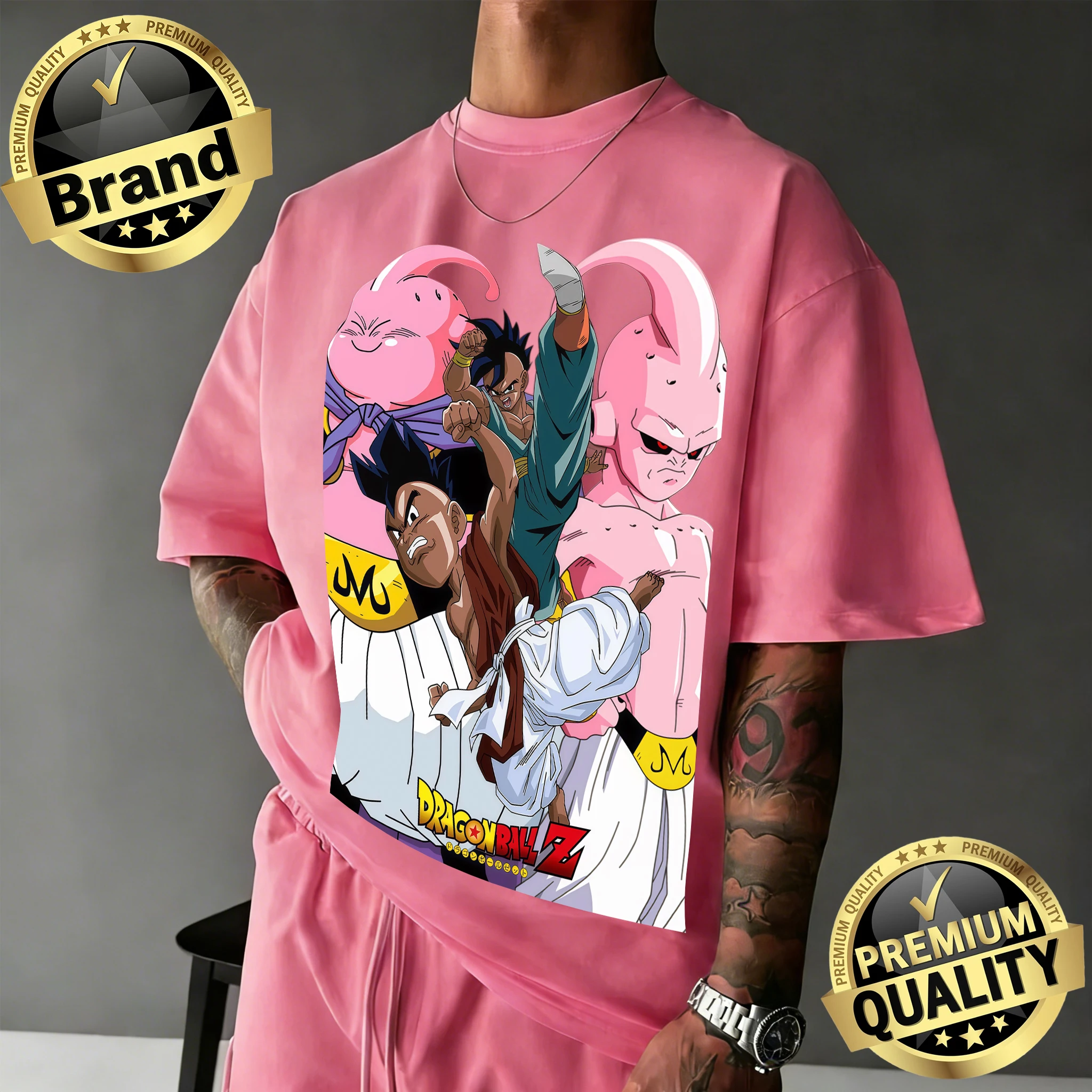 Camiseta Extra Grande de Algodón 100% de Dragon Ball Z para Hombre, Mujer y Niños, Verano 2026 | Camiseta Retro de Anime con Estampado de Collage de Personajes de la Saga Buu