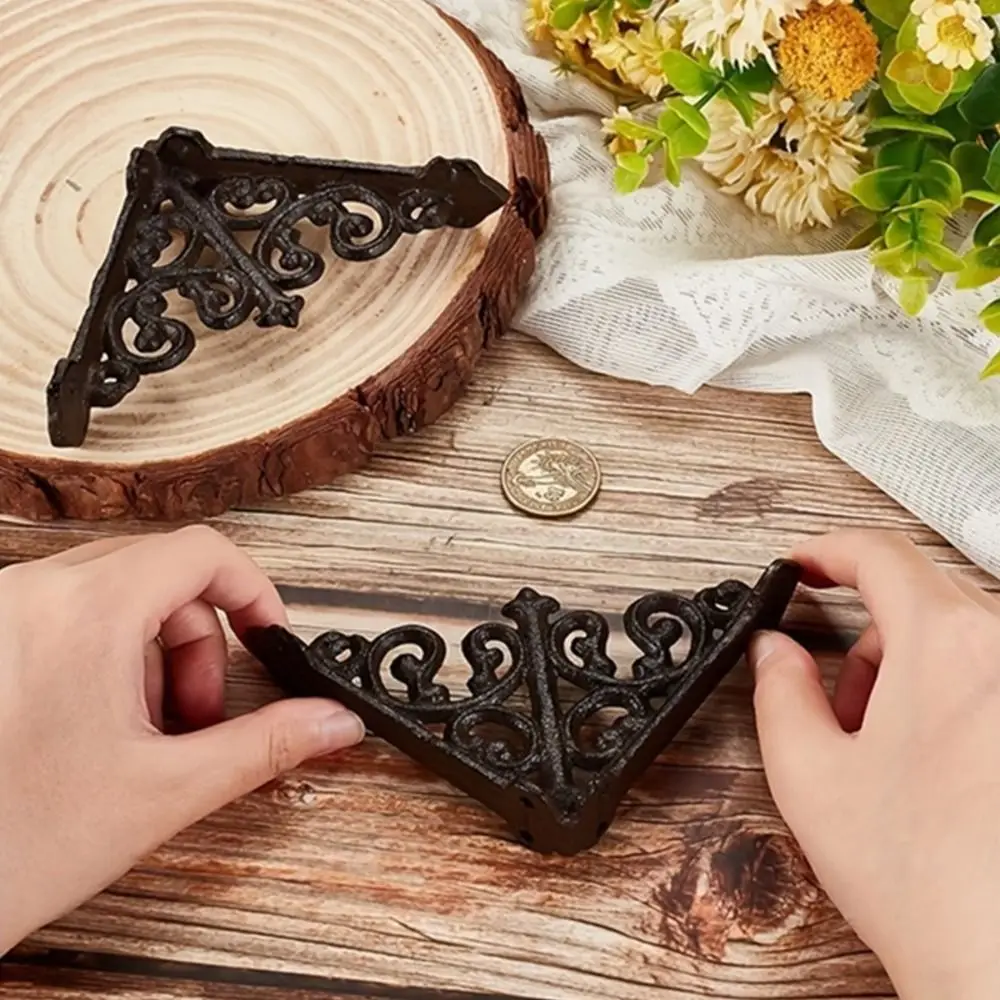 1PC Flower Shaped Cast Iron Right Angle Frame Iron Wall Panels Right Angle Support Bracket Kitchen Cast Iron Shelf Bracket