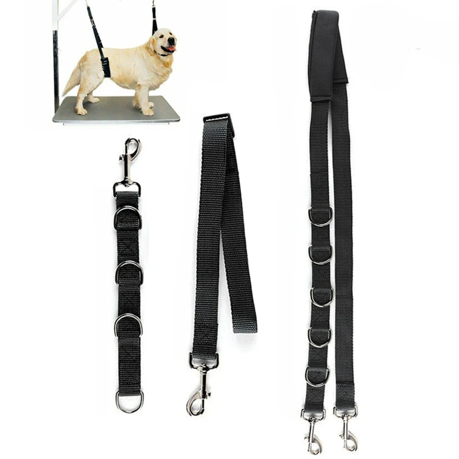 

Pet Supplies Adjustable Dog D-Rings Bathing Band Free Size Pet Traction Belt Dog Collar Dog Harness 3Pcs