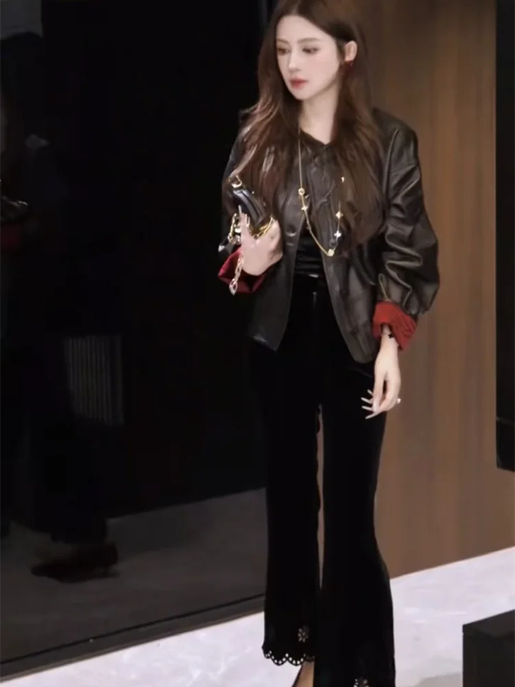 2025 가을 겨울 신상 여성 고급스러운 분위기 양면 착용 가능한 신중국풍 자켓+레이스 트림 팬츠 세트