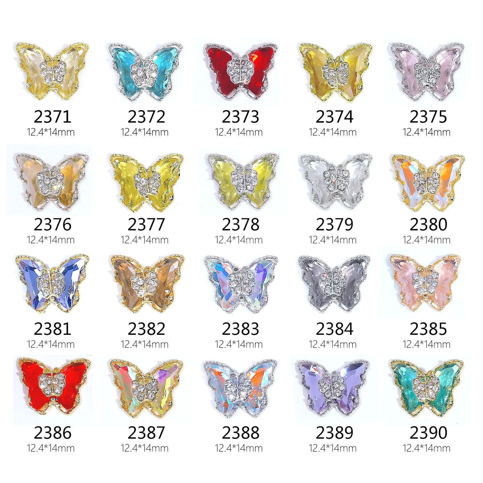 10pcs Popular Double Layer Butterfly Nail Enhancement Jewelry New Zircon Stereoscopic Crystal Butterfly Ice Penetrating Nails