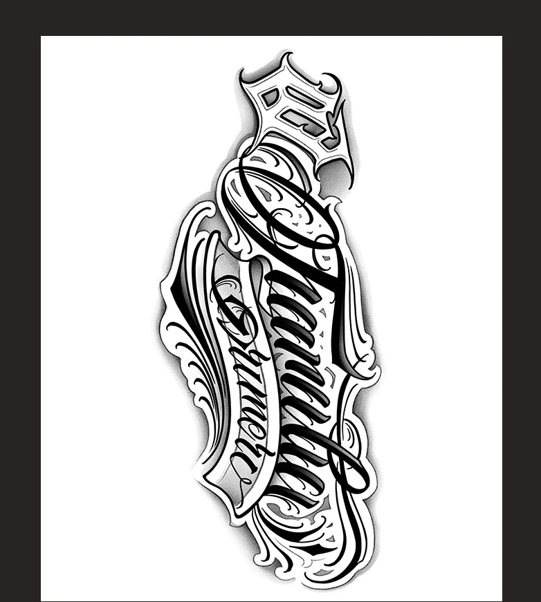1 Stück handgeschriebene Schriftart, wasserdichtes temporäres Tattoo, langlebig, 1–2 Wochen, realistisches semi-permanentes Fake-Tattoo für Arm, Bein. – Detail 2