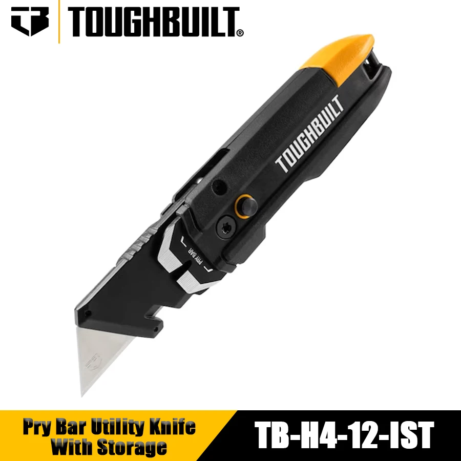 

TOUGHBUILT TB-H4-12-IST 3-in-1 Pry Bar Utility Knife With Storage (contains 3 blades) Folding Tool Knife Household Cutting Knife