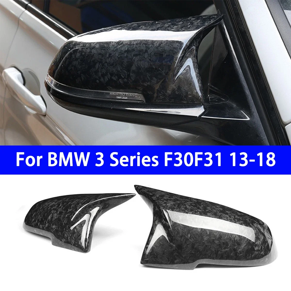 

Suitable for BMW 3 Series F30F31 AN Cow Horn Genuine Carbon Fiber Reversing Mirror Cover Satin Patterned Rearview Mirror Shell