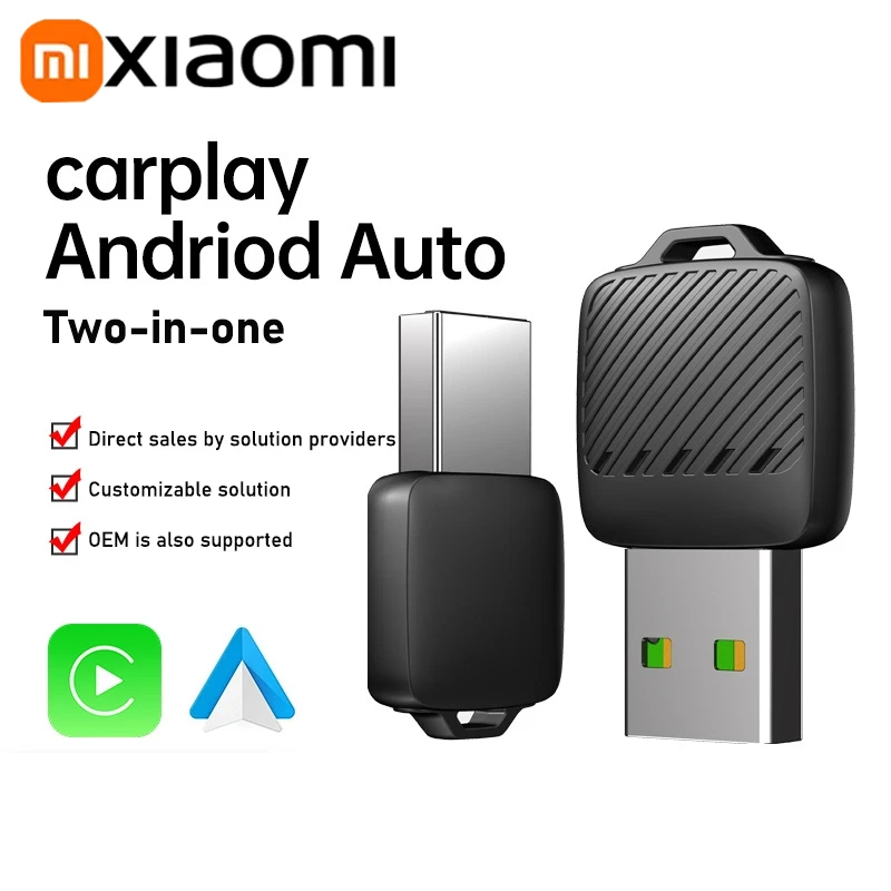 Adaptor Nirkabel Xiaomi 2 in 1 Android Auto Wireless CarPlay Dongle Sistem Cerdas Mobil AI Smart Box Untuk Mobil CarPlay Berkabel