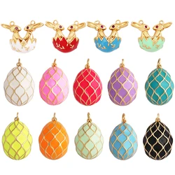 New Style Rabbit Enamel Ball Shape Big Size Charm Pendant,Fashion Gold Plated Water Ripples DIY Necklace Jewelry Accessories L20
