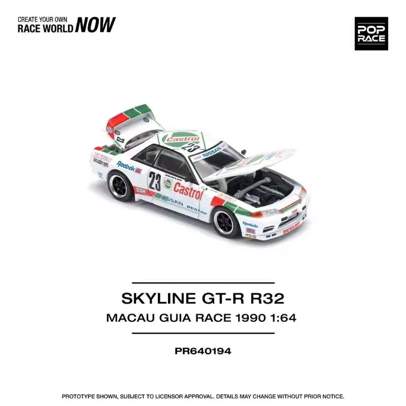 

POP RACE 1:64 Nissan GT-R R32 MACAU GUIA RACE 1990 Alloy Car Model