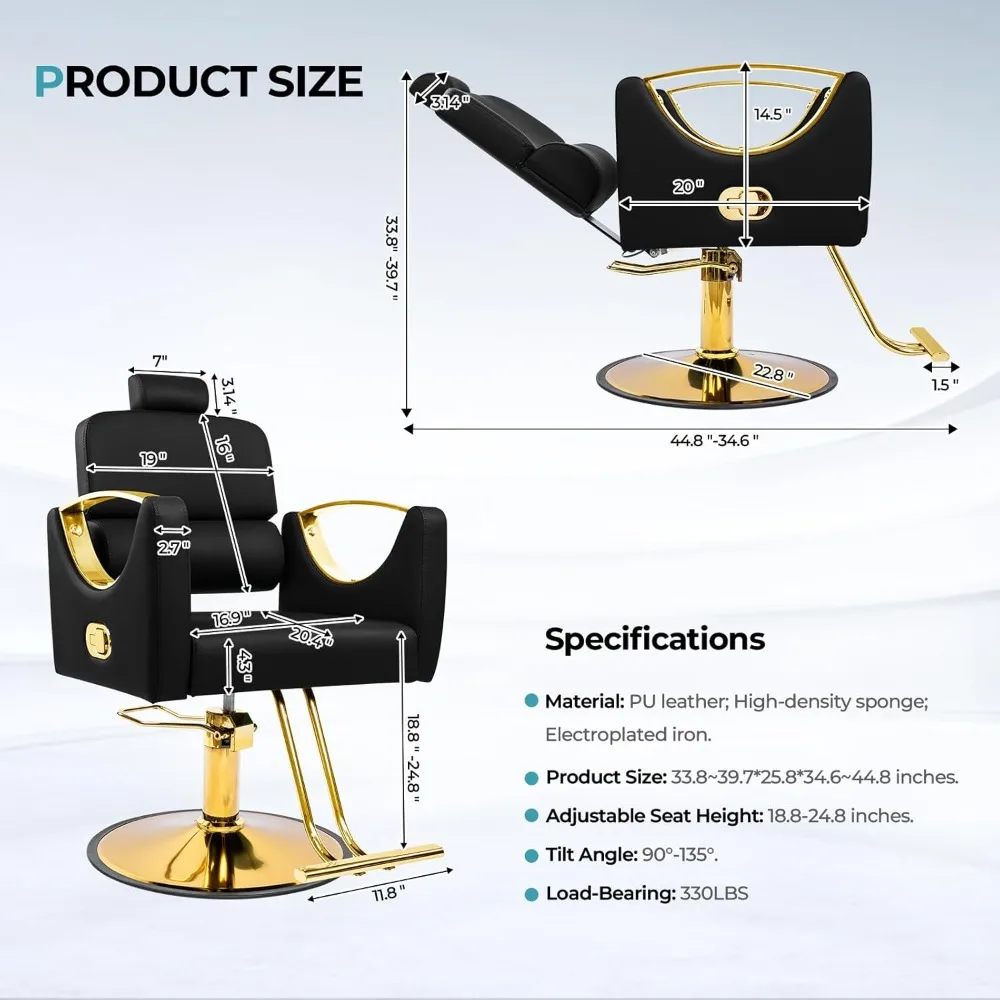 كراسي صالون لمصفف الشعر كرسي حلاق مستلق لصالون الحلاقة 360 كرسي شعر دوار مع هيدروليكي عالي التحمل #3