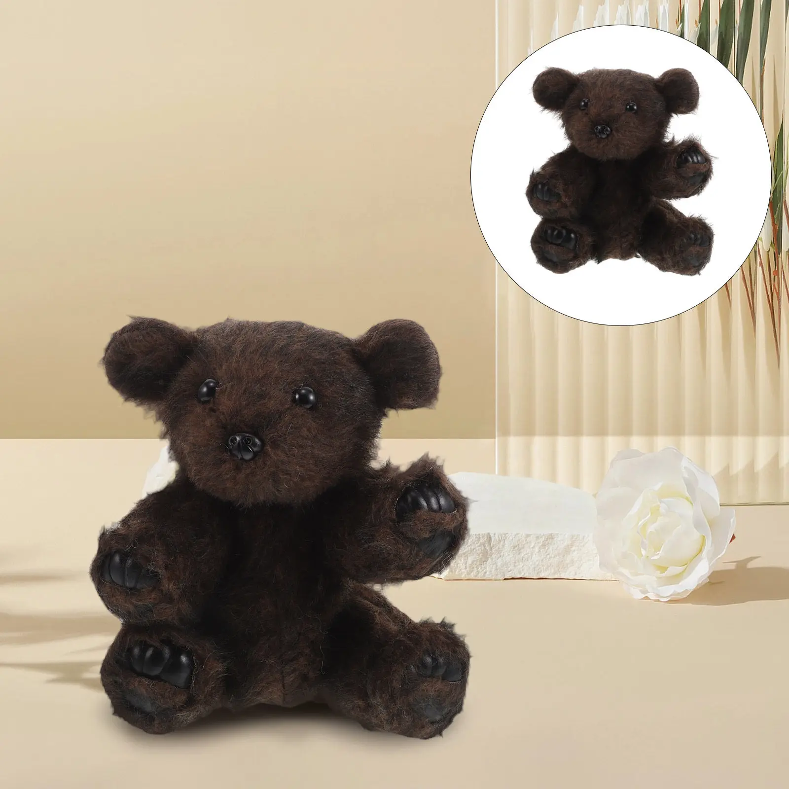 Cute Brown Bear Stuffed Animal Featuring Adjustable Head and Limbs Soft Comfortable Design Ideal for Children Playtime Birthday