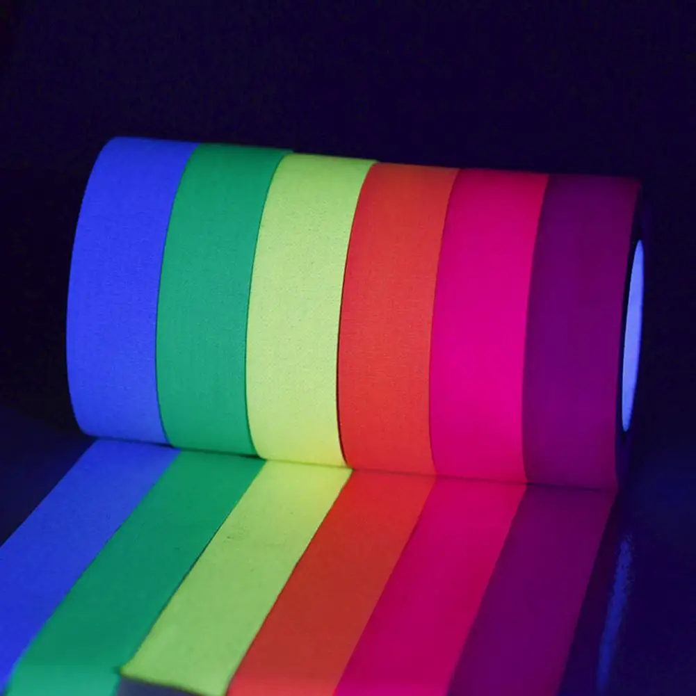 Fita Luz UV Fluorescente Preta, Cores Decorativas Misturadas, Material Escolar, 6 Cores