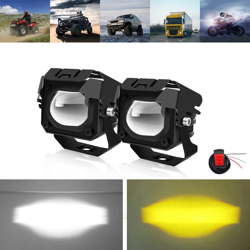 

Motorcycle Led Spotlight Offroad Auxiliary Work Driving Light White Amber Spot Beam Fog Lamp for Motorbike Scooter ATV SUV Truck