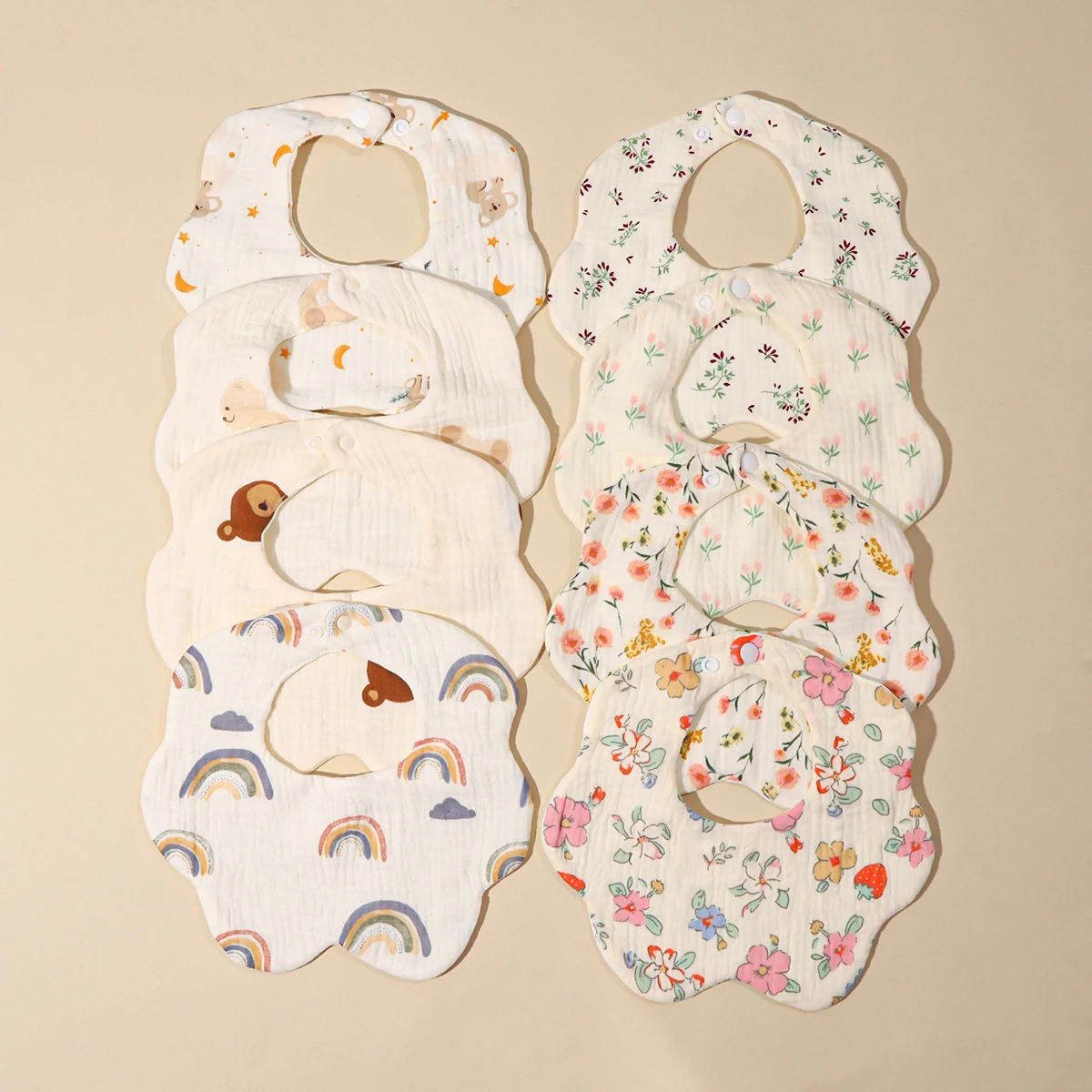 

6-слойный слюнявчик из хлопчатобумажной марли класса А в Корейском стиле, слюнявчик из ткани Zou, слюнявчик для новорожденных на 360 градусов