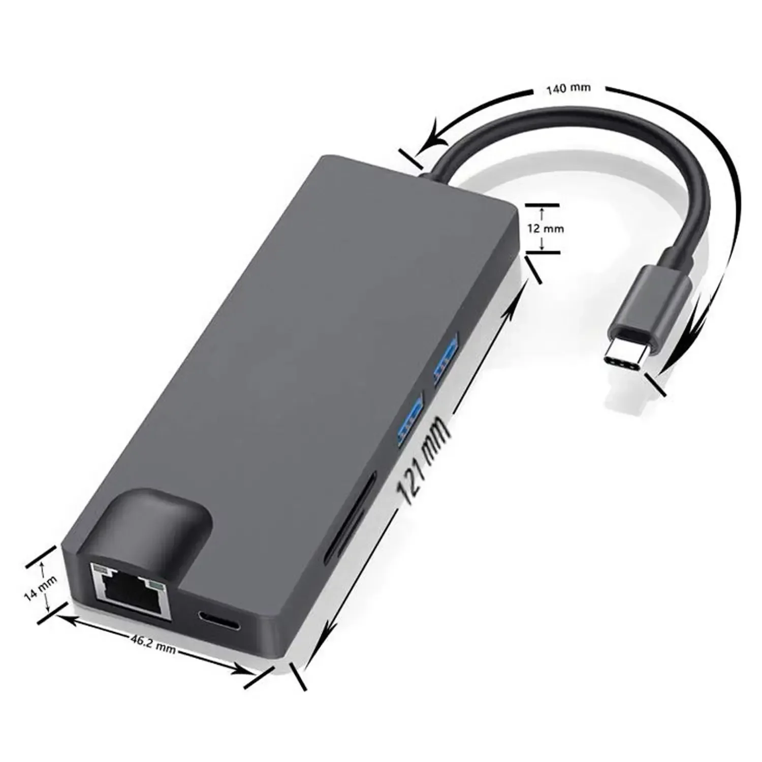 5PCS High Quality 8-in-1 USB C Type-C Hub High-Definition MI VGA SD TF Card PD 2xUSB3.0 Adapter Converter In Box