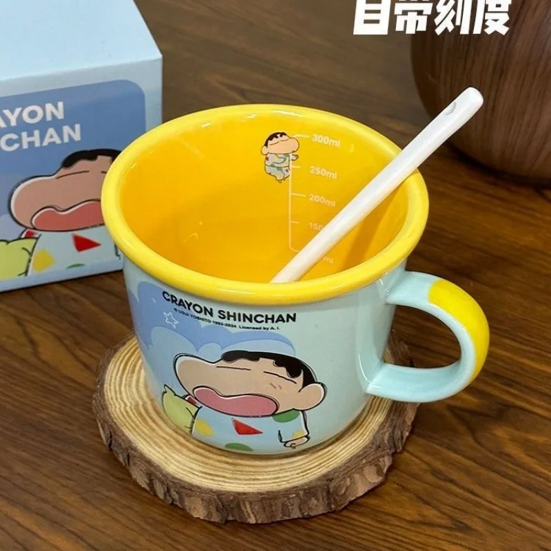 

New Kawaii Anime Crayon Shin chan mug ceramic water cup Cute Cartoon Girl Heart coffee cup Cute couple home birthday gift cup