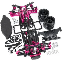 RCGOFOLLOW Aluminum And Carbon Frame Assembly Kit with Wheels for Sakura D4 1/10 AWD 4WD RC Flat Road Drift Car Model Upgrade