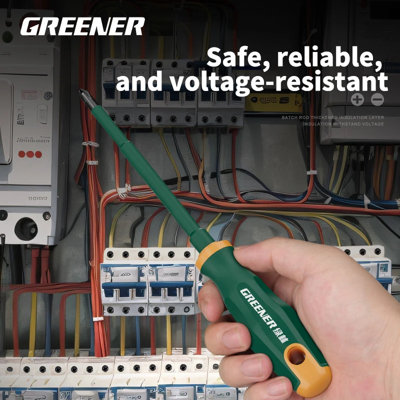 GREENERY Insulated Electrician Screwdriver Slotted Phillips Magnetic Flat Cross Durable Professional Electrical Tools for Repair