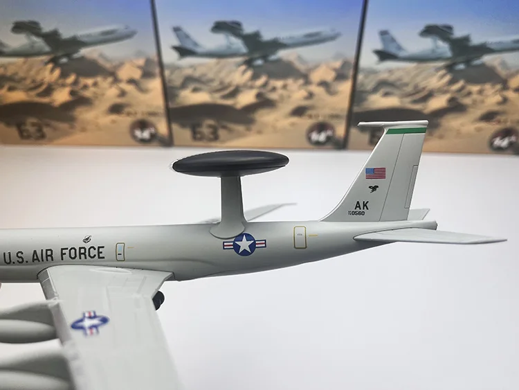 1/200 Schaal E3 Vliegtuig Diecast Afgewerkt Statisch Vliegtuig Model E-3 Sentry AWACS Vroege Waarschuwingsvliegtuigen Metalen Speelgoed Collectie Gift