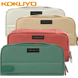 Bolsa de lápices KOKUYO de Japón, WSG-PCS133 de lona de gran capacidad, multifuncional, Simple, para estudiantes