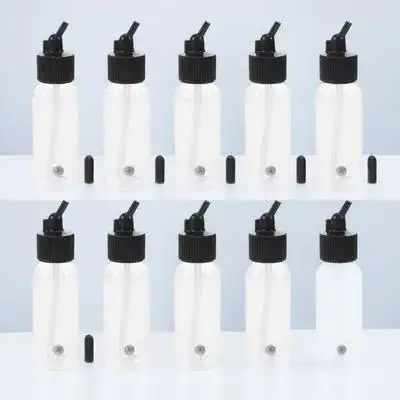 10 Stück Kunststoff-Airbrush-Flaschen, Pigmentbecher, wiederverwendbar, versiegelter Boden, Saugnapf, Farbdosierbehälter, Airbrush-Zubehör