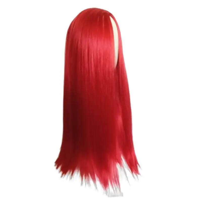 Perruque de Cosplay Anime The Nightmare Before Sally pour femmes, cheveux synthétiques longs rouges d'halloween avec raie centrale 70CM, accessoires de perruques