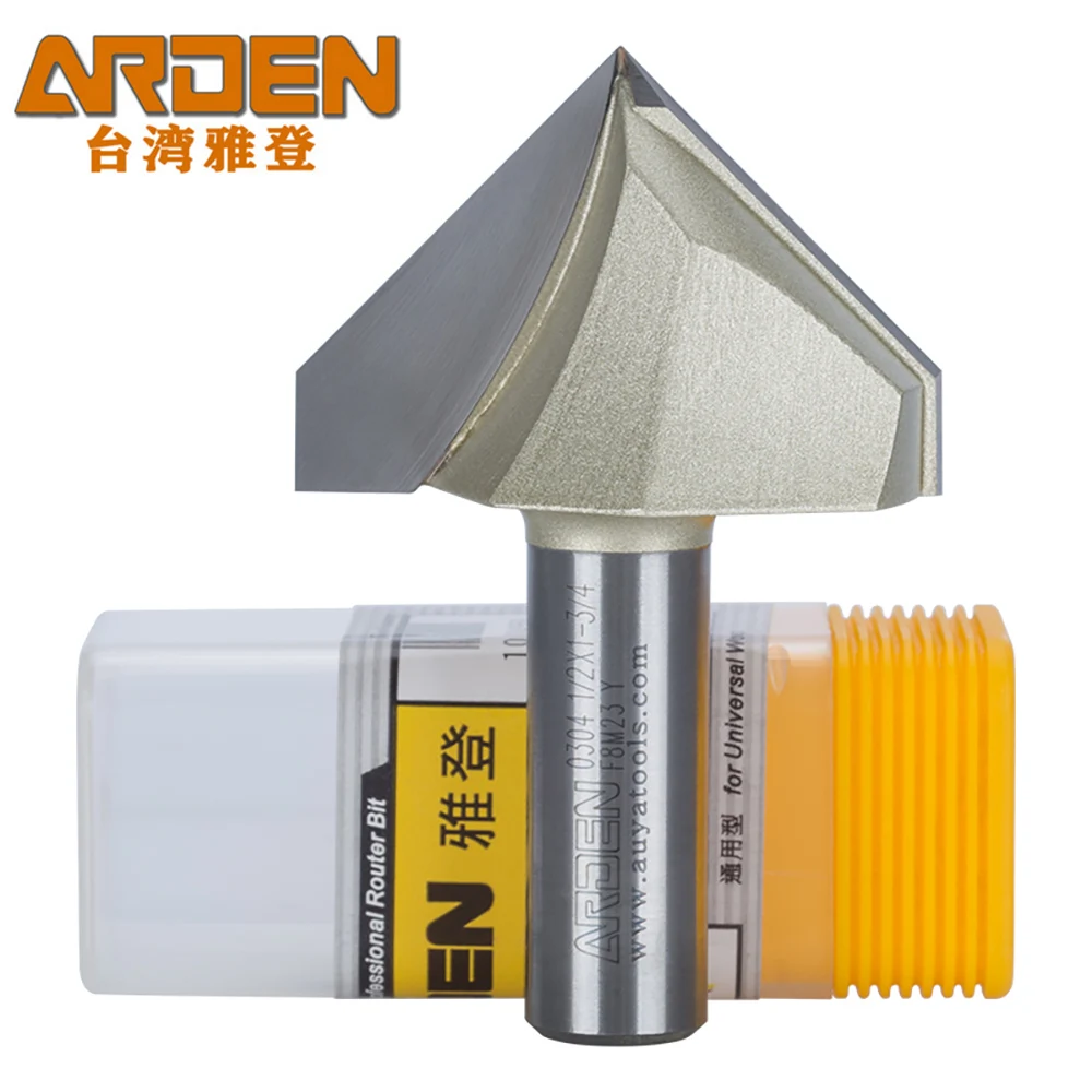 ARDEN węglik spiekany 90 stopni V Bit 1/4 "1/2" Shank V-rowek frez do rowków frez do obróbki drewna fazowanie grawerowanie 3D do drewna MDF