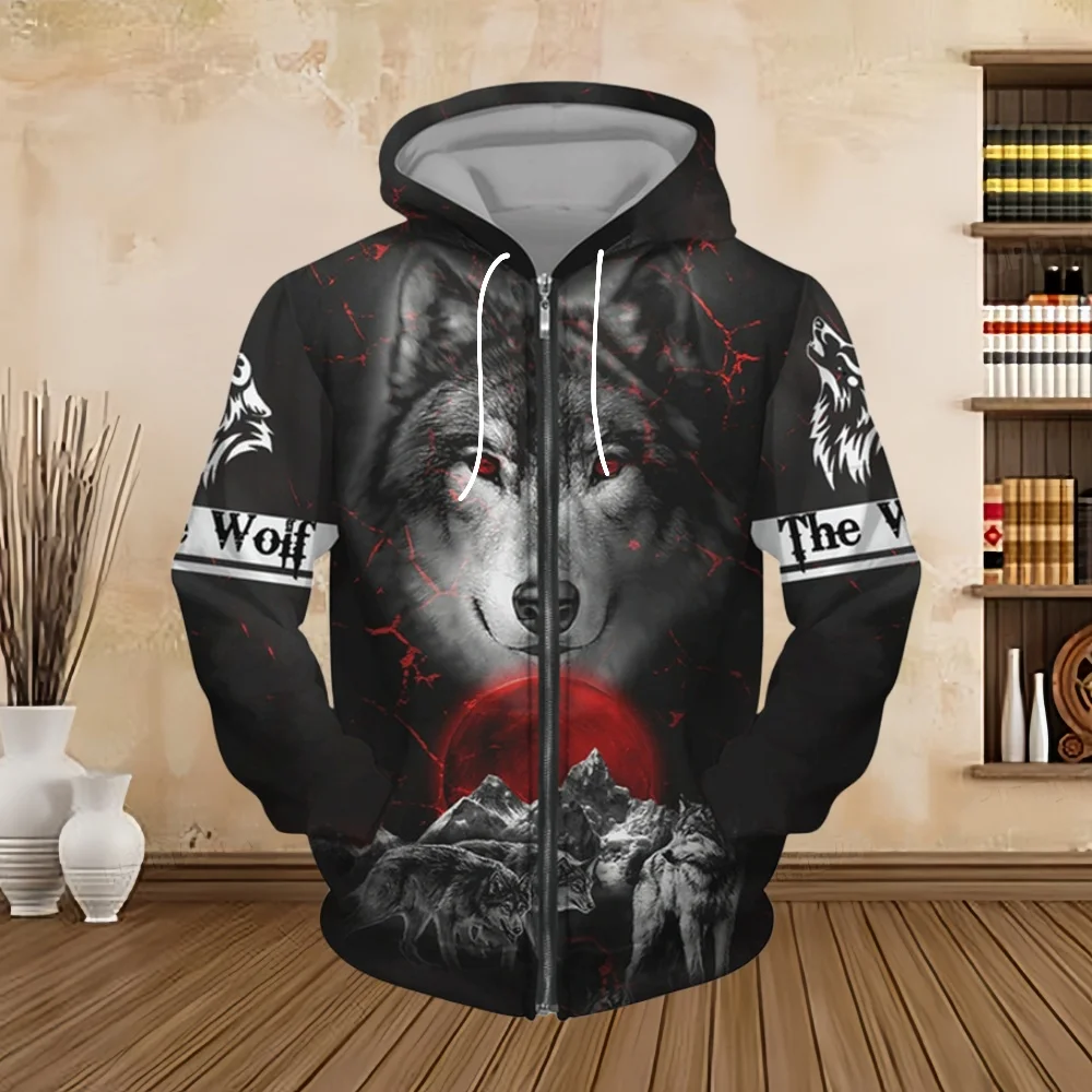 

Fashion Cool Tiger Pattern Print Zipper Hoodies For Men Animal Pullovers Spring And Autumn Casual Sweatshirt Street Harajuku Top