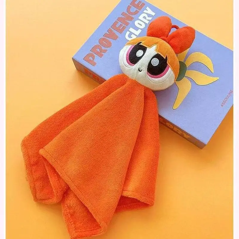 منشفة يد Kawaii The Powerpuff Girls PPG ثلاثية الأبعاد معلقة ماصة لمسح وجه الأطفال كرتونية للمطبخ والحمام
