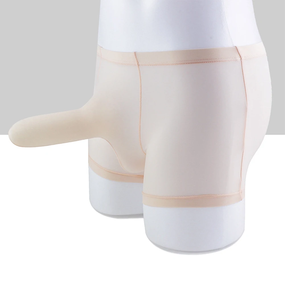 Men Long Elephant Nose Briefs Ice Silk Underwear JJ Sleeve Erotic Lingerie Bulge Pouch Underpants Stretchshorts