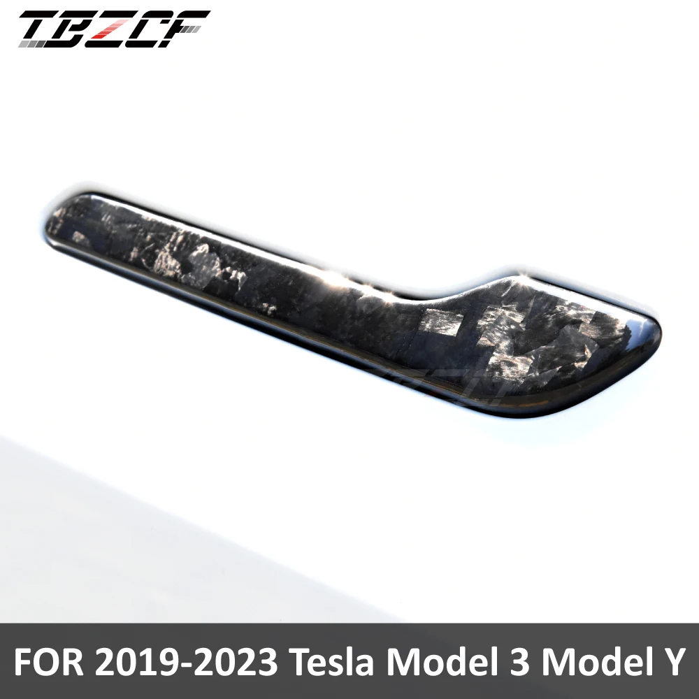 

Чехол из настоящего углеродного волокна для дверной ручки Tesla 2019-2023, модель 3 2019-2023, модель Y, аксессуары для сухого углеродного волокна Tesla