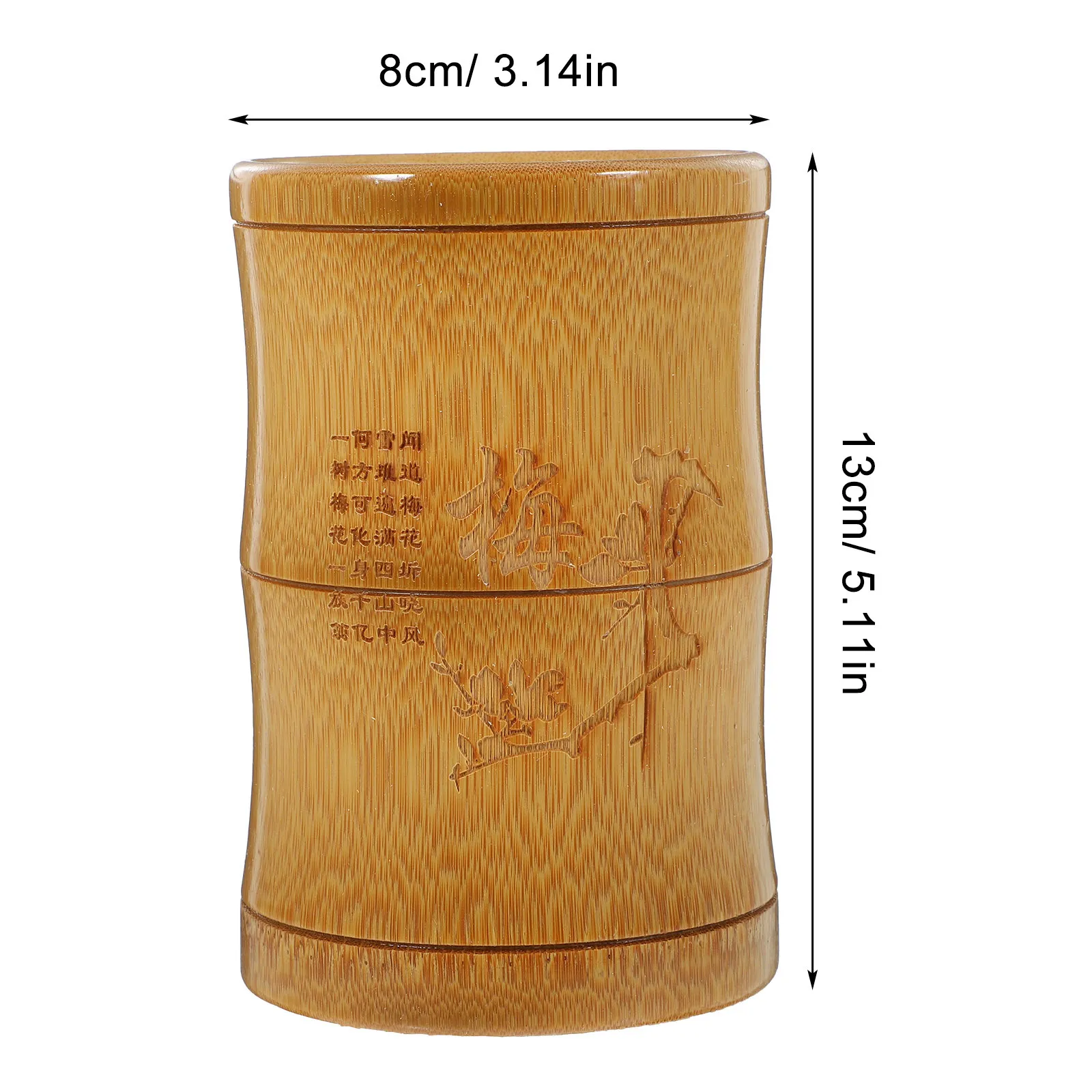 Engraving Pen Bamboo Cup Chinese Holder Cool for Desk Calligraphy Brush Organizer