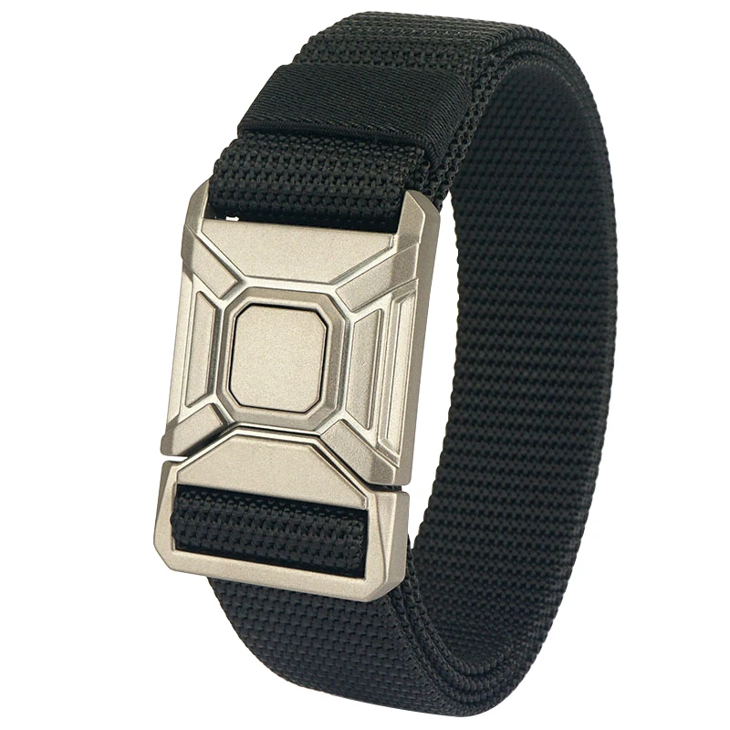 New Rapid Release Unisex Belt Fashion Alloy Buckle & Weaving Canvas Men's Belt Simple Design Youth Tactics Belt Casual Belt