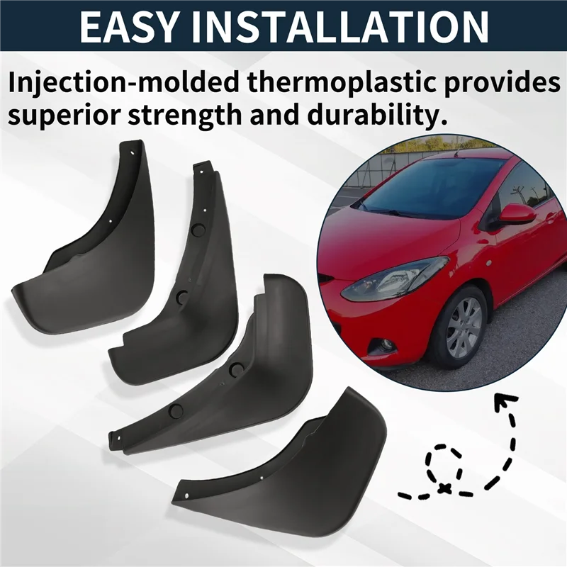 ABHX-4PCS Schmutzfänger für Mazda 2 2007–2012, Kotflügel, Schmutzfänger, Spritzschutz, Kotflügel, Zubehör