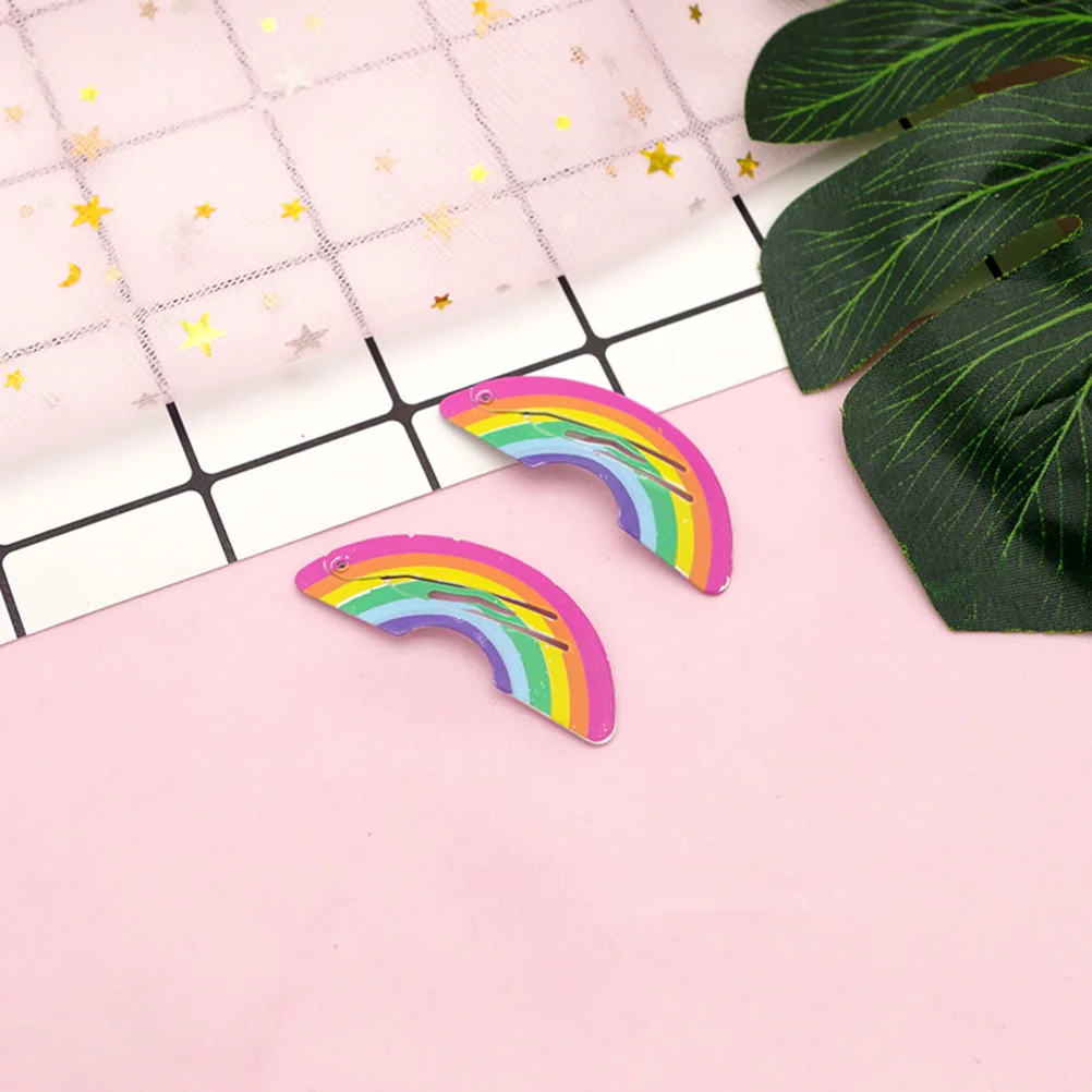 

6Pcs Snap Hair Clips Cute Unicorn Barrettes for Babies Fashionable Rainbow Candy Design Metal Hair